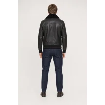 Blouson Cuir Noir G1 Paul — vue de dos porté