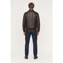 Blouson Cuir marron foncé A2 Gregory — vue de dos porté