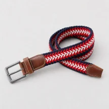 Ceinture Tressée tricolore rouge — packshot — Costume Privé Paris