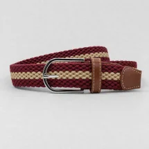 Ceinture Tressée bordeaux beige — packshot — Costume Privé Paris