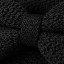 Noeud Papillon Tricot noir — détail matière macro