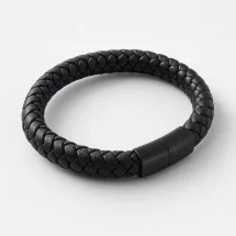 Bracelet tressé Cuir Noir — vue alternative finition