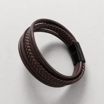 Bracelet triple Cuir Marron — packshot — Costume Privé Paris