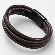 Bracelet triple Cuir Marron — vue alternative finition