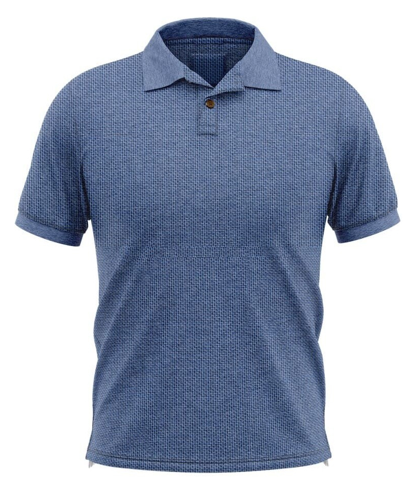 Polo coton piqué manche courte bleu denim