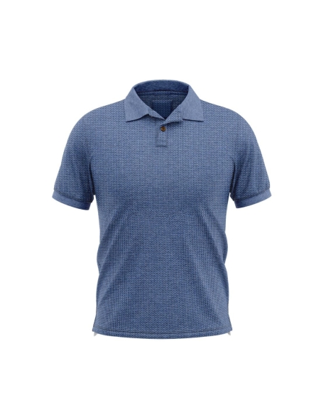 Polo coton piqué manche courte bleu denim