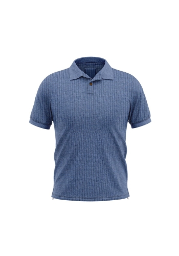 Polo coton piqué manche courte bleu denim