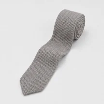 Cravate Tricot Gris Clair — packshot — Costume Privé Paris