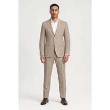 Blazer beige tweed été — porté face — sur mesure — Costume Privé Paris