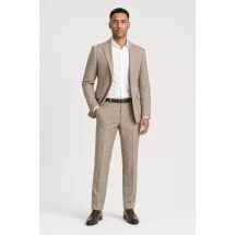 Blazer beige tweed été — porté décontracté veste ouverte
