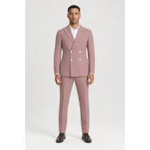 Blazer Rouge Croisé Pied de Poule — porté face — sur mesure — Costume Privé Paris