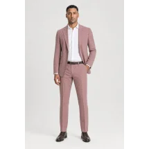 Blazer Rouge Croisé Pied de Poule — porté décontracté veste ouverte