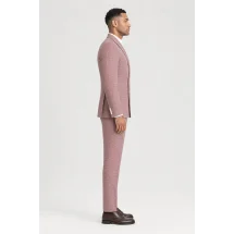 Blazer Rouge Croisé Pied de Poule — vue profil porté