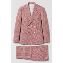 Blazer Rouge Croisé Pied de Poule — packshot ensemble