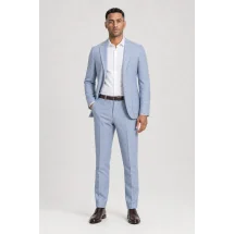 Blazer bleu ciel caviar — porté décontracté veste ouverte