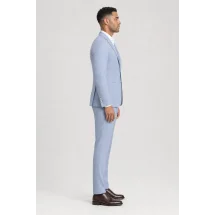 Blazer bleu ciel caviar — vue profil porté