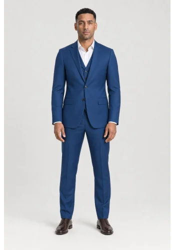 Costume Bleu indigo 3 pièces — porté face — sur mesure — Costume Privé Paris