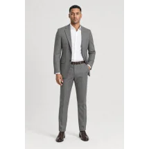 Costume Cérémonie Gris Prince de Galles — porté décontracté veste ouverte