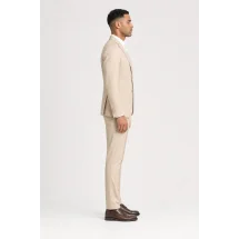 Costume beige coton — vue profil porté
