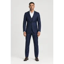 Costume Bleu 3 pièces — porté face — sur mesure — Costume Privé Paris
