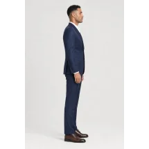Costume Bleu 3 pièces — vue profil porté