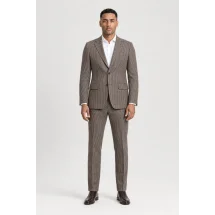 Costume Marron Pied de Poule — porté face — sur mesure — Costume Privé Paris
