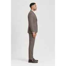 Costume Marron Pied de Poule — vue profil porté
