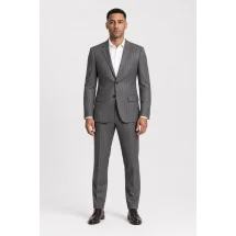 Costume Gris rayures marron — porté face — sur mesure — Costume Privé Paris