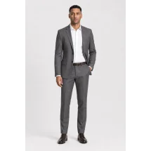 Costume Gris rayures marron — porté décontracté veste ouverte