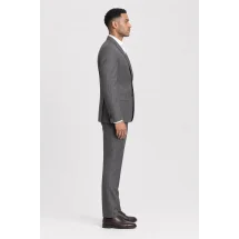 Costume Gris rayures marron — vue profil porté