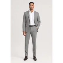 Costume Gris Pied de Poule Clair — porté décontracté veste ouverte