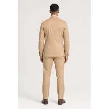 Blazer Beige Sable Croisé — vue de dos porté