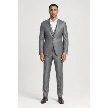 Costume Gris argent 3 pièces — porté face — sur mesure — Costume Privé Paris