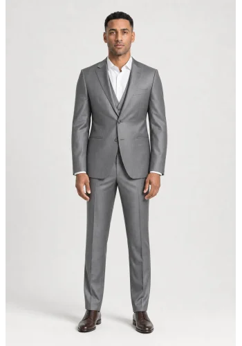 Costume Gris argent 3 pièces — porté face — sur mesure — Costume Privé Paris
