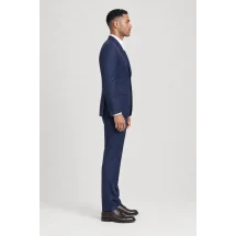 Costume Bleu intense 3 pièces — vue profil porté