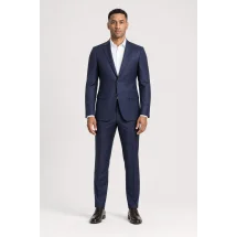 Costume Bleu natté — porté face — sur mesure — Costume Privé Paris