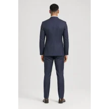 Costume Bleu fines rayures — vue de dos porté