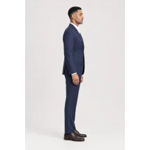 Costume Bleu carreaux foncés — vue profil porté