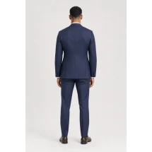 Costume Bleu carreaux foncés — vue de dos porté