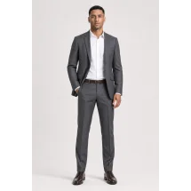 Costume Gris faux-uni — porté décontracté veste ouverte