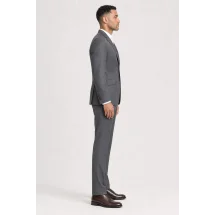 Costume Gris faux-uni — vue profil porté