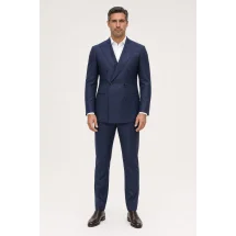 Smoking Bleu croisé — porté face — sur mesure — Costume Privé Paris