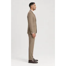 Blazer Marron Chevrons — vue profil porté