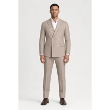 Blazer Beige Flanelle — porté face — sur mesure — Costume Privé Paris