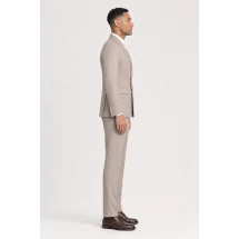 Blazer Beige Flanelle — vue profil porté