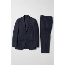 Costume Bleu nuit Flanelle Rayures Craie — packshot ensemble