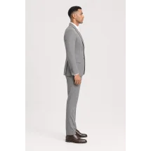Costume Gris clair Flanelle Rayures — vue profil porté