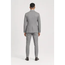 Costume Gris clair Flanelle Rayures — vue de dos porté