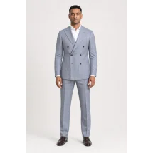 Costume Bleu Prince de Galles clair — porté face — sur mesure — Costume Privé Paris