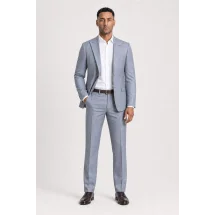 Costume Bleu Prince de Galles clair — porté décontracté veste ouverte